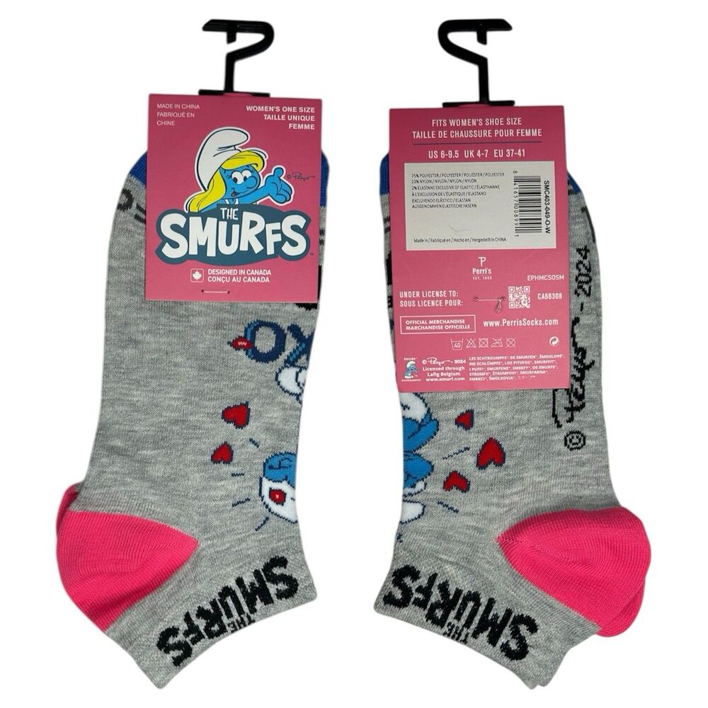 1x Smurf Novelty Ankle Socks Woman Set Size 6-9.5
